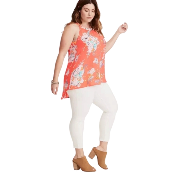 Torrid Floral Print Georgette High Neck Tank Top Size 00X/M/L - Picture 3 of 9